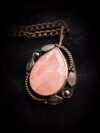 rose quartz copper pendant necklace statement jewelry