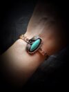 pure genuine real copper southwestern blue kingman turquoise stone bangle bracelet cuff for women small rose gold floral adjustable bridal gift fine jewelry cowgirl accessories nature lover celestial stars sun moon teal crystal gem arm stacker dainty