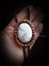 custom white howlite turquoise stone agate crystal bolo tie western necktie for cowboy