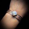 copper rainbow moonstone cuff for women genuine pure healing wrist arm stacker bracelet bangle wedding anniversary gifts for her rose gold white blue clear gem stone crystal southwestern cowgirl western unique one of a kind fine jewelry metalsmith