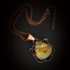 Labradorite Copper Pendant Necklace Floral Large Green Yellow Stone Crystal Gem Rose Gold Chain Statement Amulet Holistic Divination Fine Jewelry Gift for Her huge big bold western southwestern cowgirl Boho Floral Flowers metalsmith handmade choker