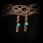 Copper arizona Kingman Turquoise Earrings 14k Rose Gold Bar Dangle fine Jewelry Gift for Women Pure Genuine Cowgirl Western Celestial Sun Blue Teal Stone Gem Crystal rodeo horse country lover boho minimalist simple sensitive ears allergy nickel free