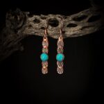 Copper arizona Kingman Turquoise Earrings 14k Rose Gold Bar Dangle fine Jewelry Gift for Women Pure Genuine Cowgirl Western Celestial Sun Blue Teal Stone Gem Crystal rodeo horse country lover boho minimalist simple sensitive ears allergy nickel free