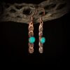 Copper arizona Kingman Turquoise Earrings 14k Rose Gold Bar Dangle fine Jewelry Gift for Women Pure Genuine Cowgirl Western Celestial Sun Blue Teal Stone Gem Crystal rodeo horse country lover boho minimalist simple sensitive ears allergy nickel free