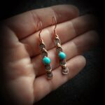 Copper arizona Kingman Turquoise Earrings 14k Rose Gold Bar Dangle fine Jewelry Gift for Women Pure Genuine Cowgirl Western Celestial Sun Blue Teal Stone Gem Crystal rodeo horse country lover boho minimalist simple sensitive ears allergy nickel free